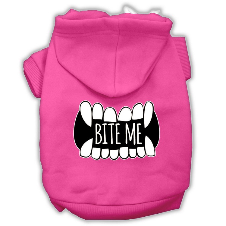 Bite Me Screenprint Dog Hoodie Bright Pink XS